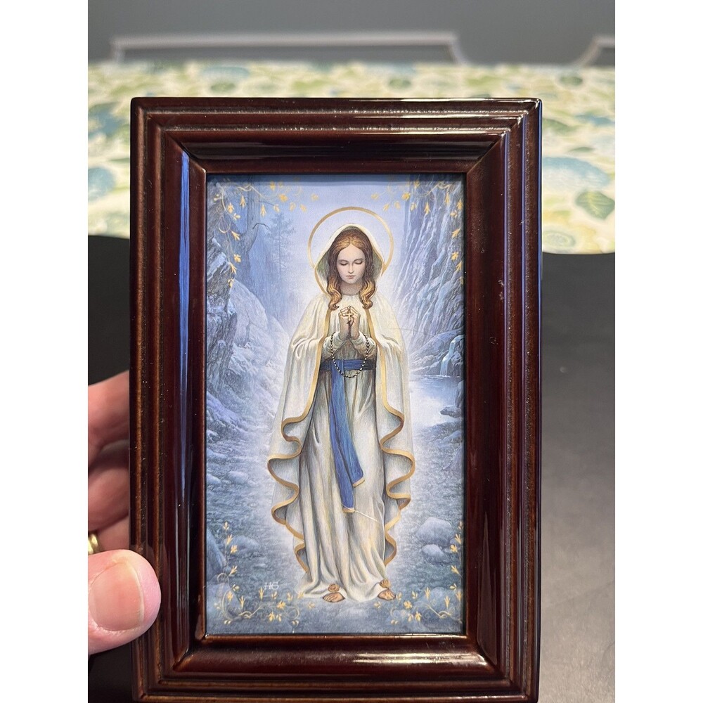 Our Lady of Lourdes Hector Garrido Wood Trinket Music Box Bradford Exchange